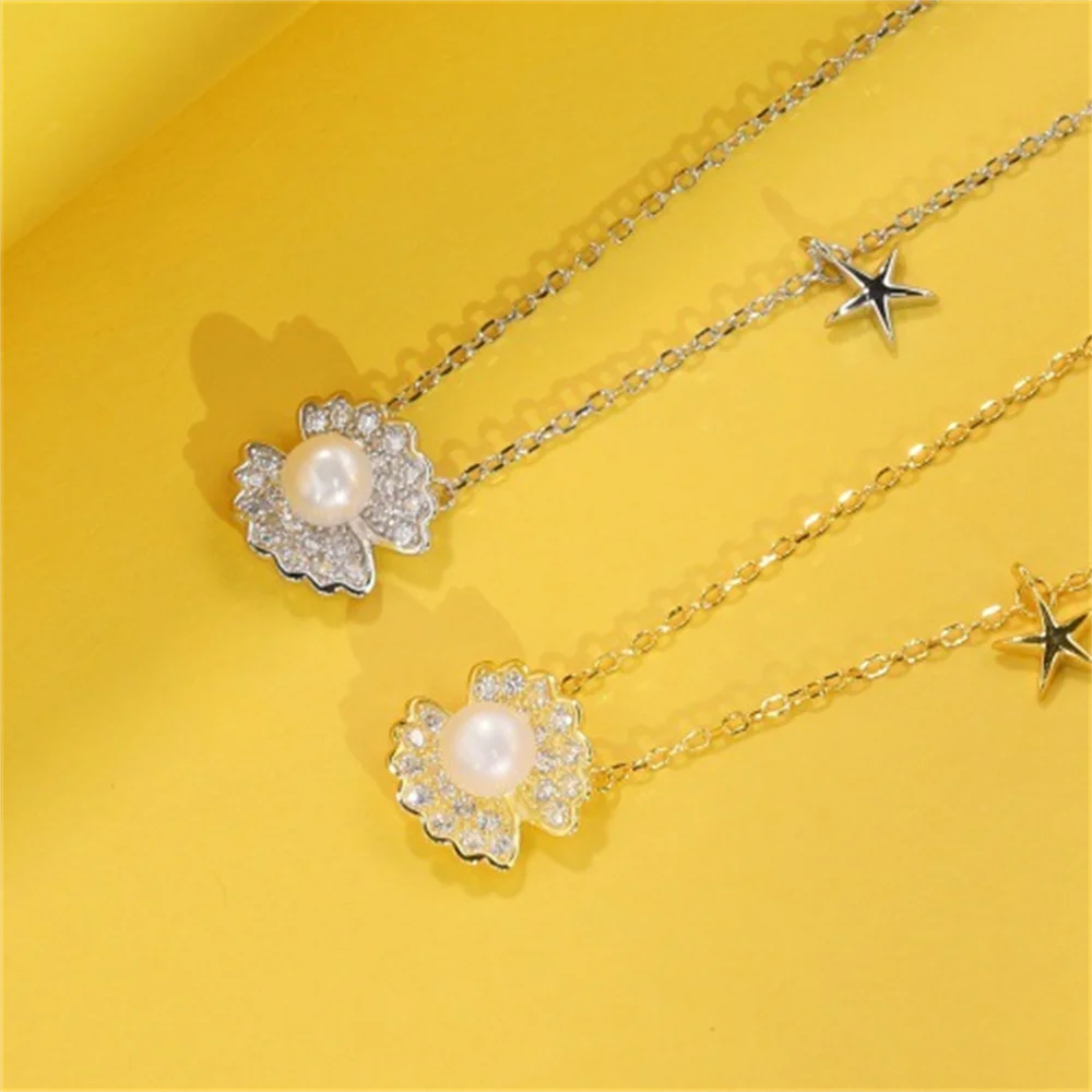 

Колье в корейском стиле из серебра S925 с натуральным жемчугом, модное, роскошное, универсальное, для ношения на ключицах и в качестве цепочки для свитера (женское)