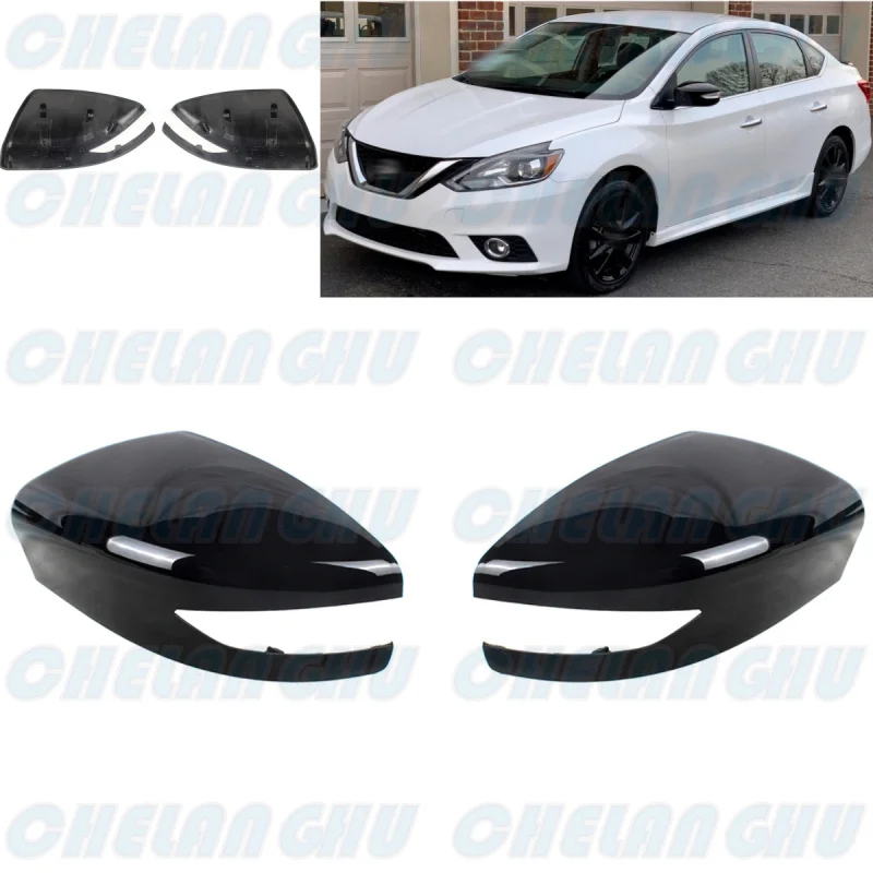 

1 Pair black painted Rear Mirror Housing Cover Cap for Nissan Sentra 2012 2013 2014 2015 2016 2017 2018 car accessories