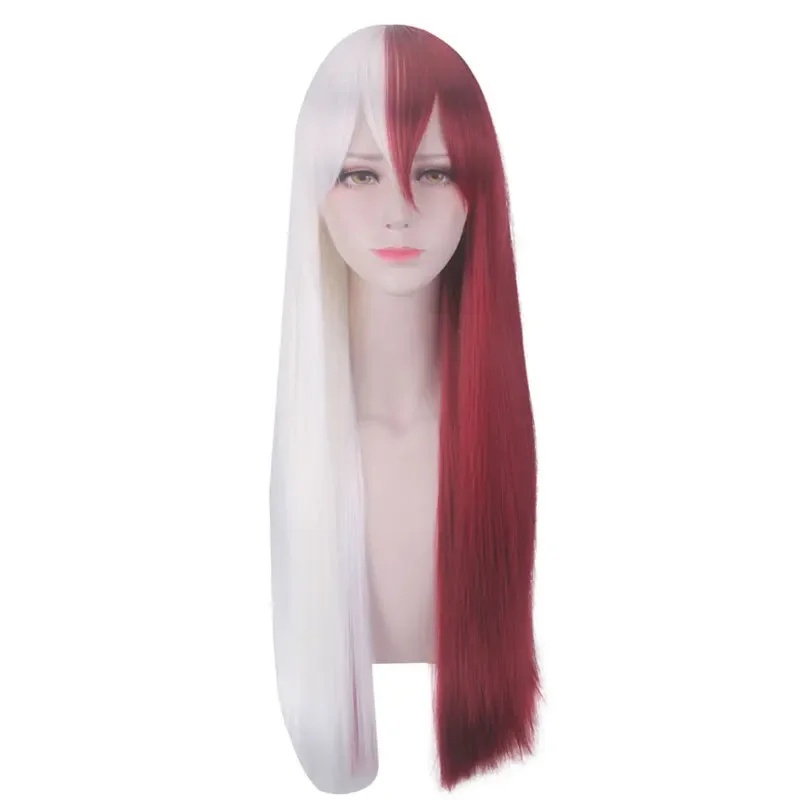 My Hero Academia Todoroki Shoto Women Long Wig Cosplay Costume Boku No Hero Academia Red And White Hair Halloween Wigs