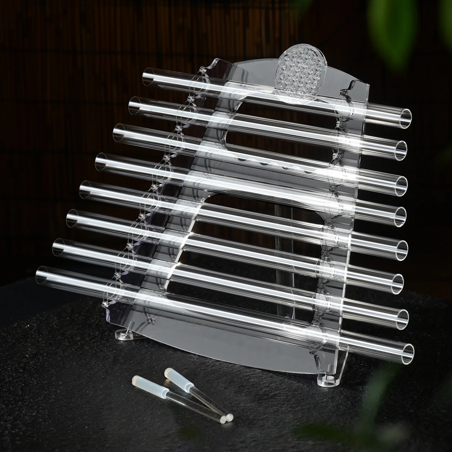 Crystal Harp 432Hz, 8 Note Crystal Singing Bowl, Sound Healing Meditation Therapy Instrument, Quartz Tube Chime