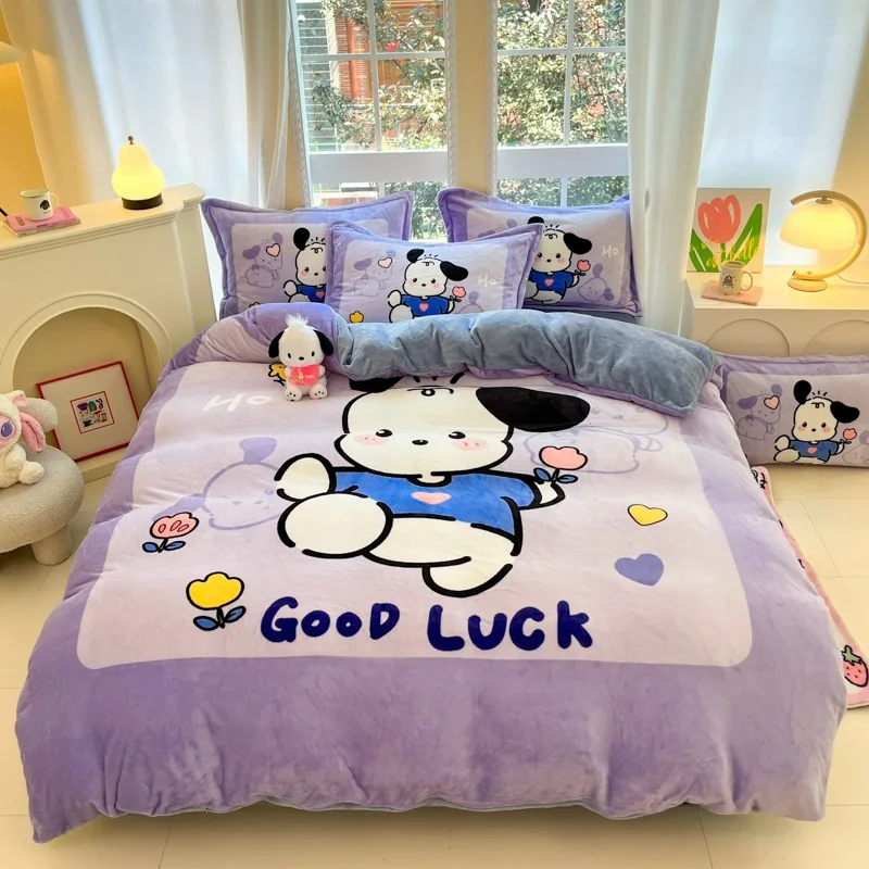 

Bed Sheets, Duvet Covers, Winter Bedroom Bedding, Milk Velvet Pillowcases, Four Piece Set, Thick Cartoon Student Dormitory