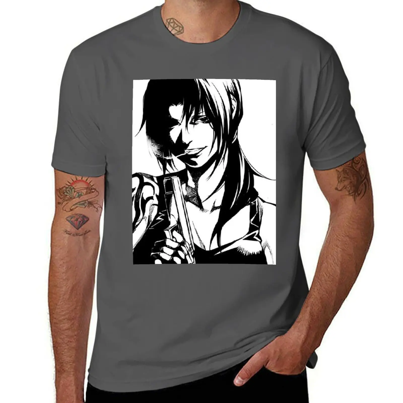 

black lagoon revy T-Shirt funny t shirts cotton black cotton t-shirt plain for man package anime tshirt T-Shirt