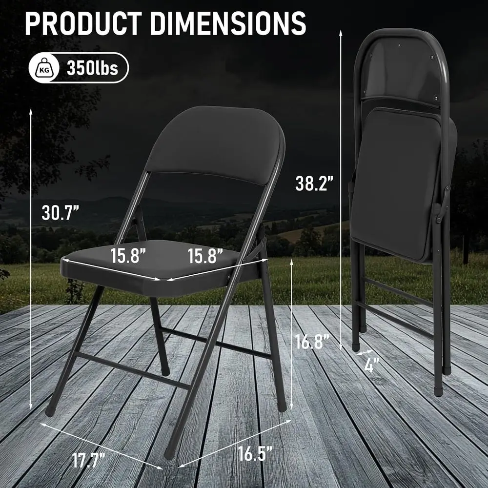 10 Pack Padded olding Chairs, Heavy Duty Metal e with PU Leather Seat & Back, 350 lbs acity Portable Stackable Indoor Outdoor Ch