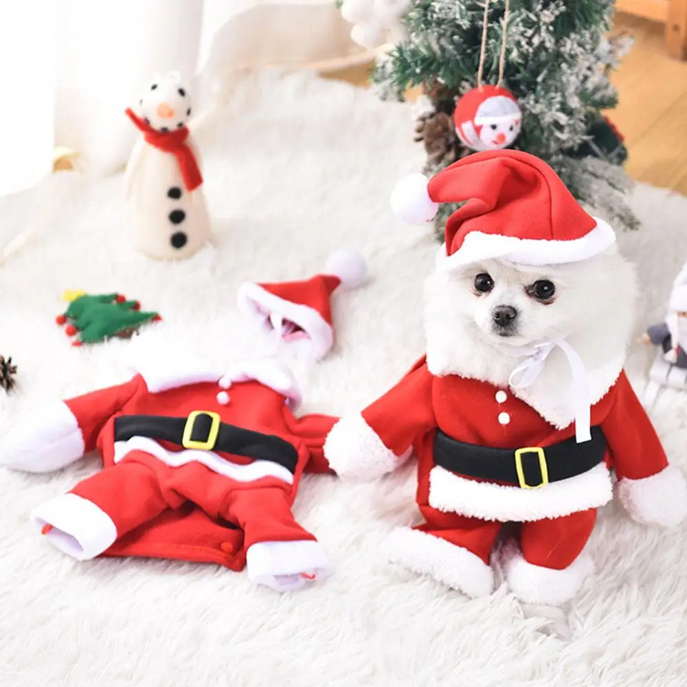 

Dog Santa Claus Outfit Pet Upright Clothing Dress Up Jumpsuit Christmas Costume Cosplay Clothes For Small Dogs Cats Festival