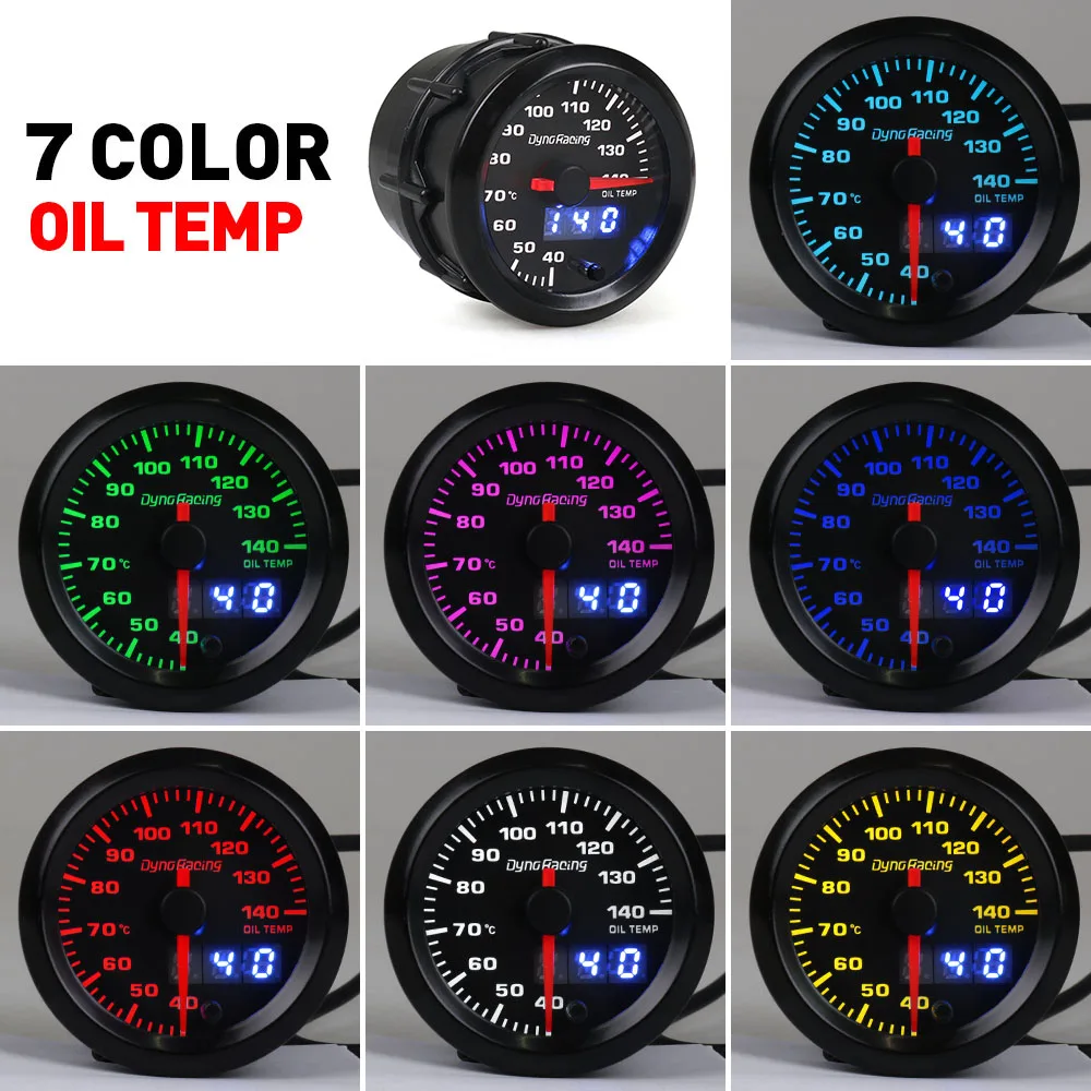52mm Dual Display Oil temp Gauge 7 colors Led 40-140 Celsius Oil temp meter with Stepper Motor BX101499