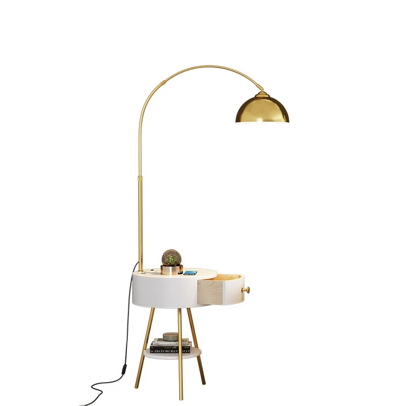Living room floor lamp, bedroom bedside table rack integrated wireless charging vertical desk lamp