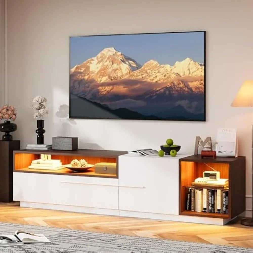 

LED TV Stand for 70/75/80 inch TV, 71" Modern TVs Stand for Living Room, Wooden Minimalist Console Table, TVs Entertainment