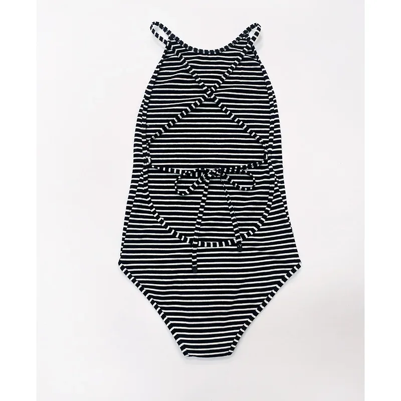 Maillot de bain dos nu rayé pour femme, maillot de bain une pièce, fond glacé, été, nouveau, 2023