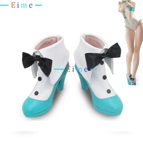 Bunny Miku Scarpe Cosplay Accessori Anime Puntelli Cosplay Scarpe in pelle PU Stivali di carnevale di Halloween Realizzati su misura