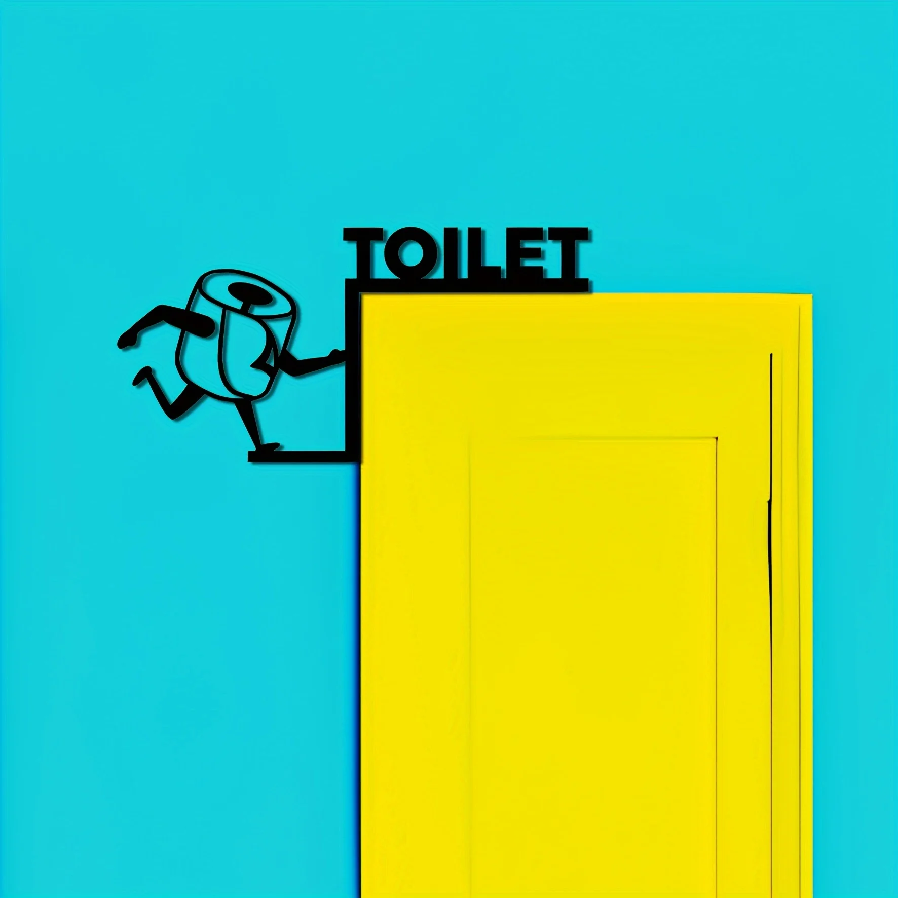 

[Декор для подвешивания дверей с гумором для унитаза] 1 шт. угловой металлический настенный рисунок для унитаза, простое, элегантное и интересное украшение для двери туалетной бумаги