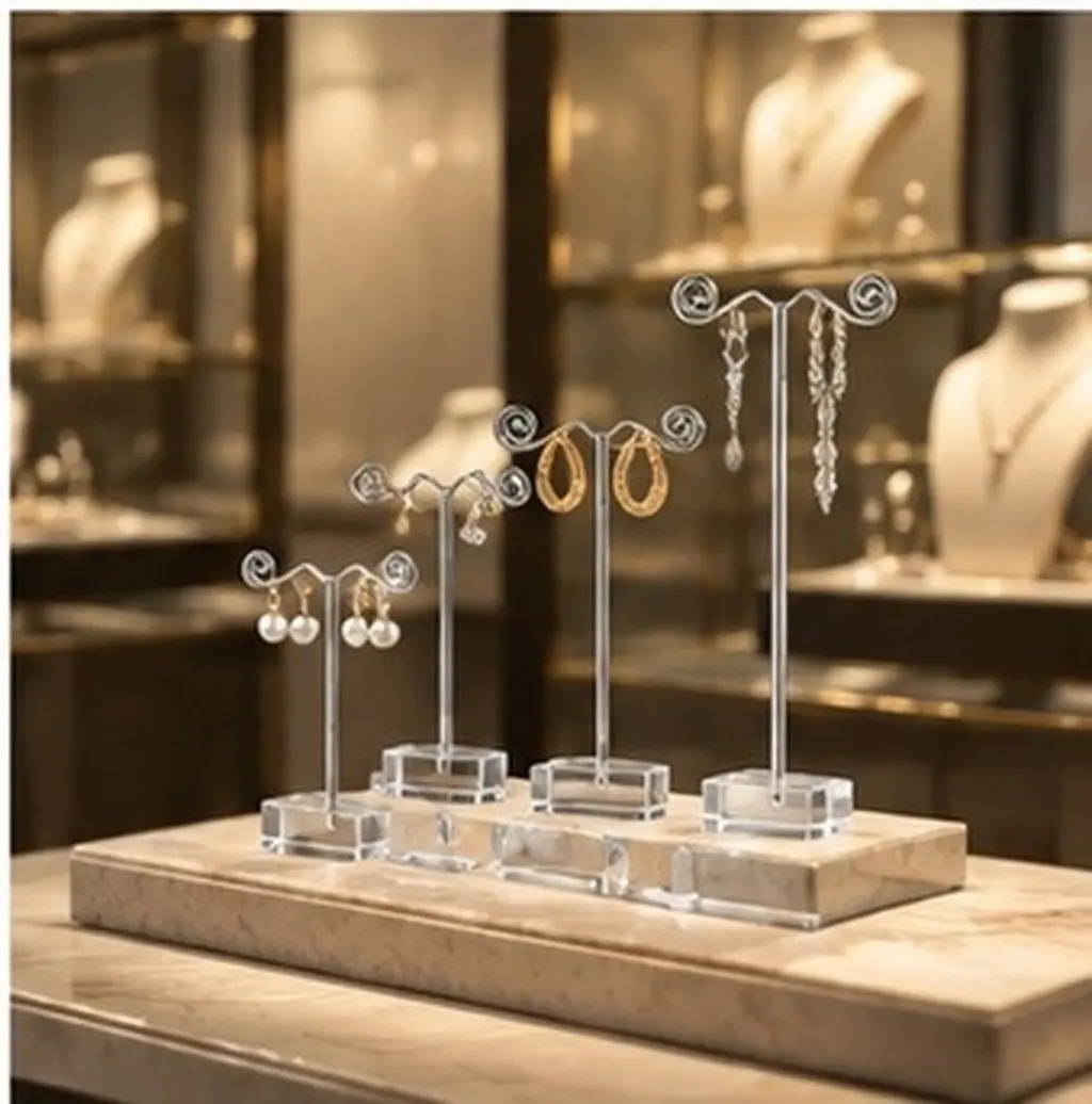 1Set Earrings Storage Stand Reusable Acrylic Earring Display Rack for Hanging Drop Earrings Jewelry Organizer Countertop Use