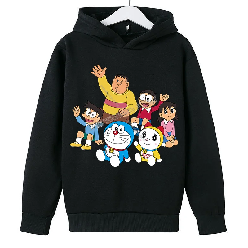 Doraemon Fleece Hoodie for Children Cartoon Partern Clothing Girls Boys Hoody Kids Anime Clothes Fashion Thick Sweatshirt Gift view 3
