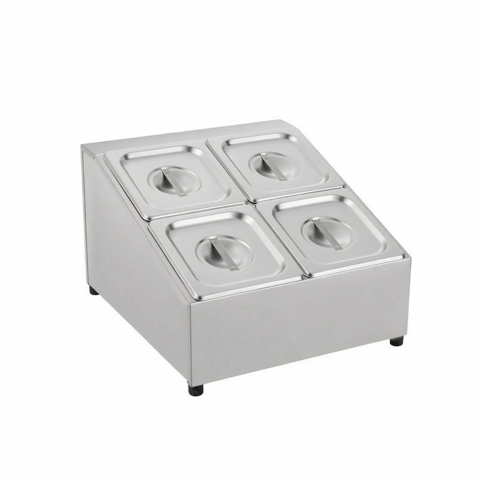 Commercial Condiment Organizer Rack Stainless Steel Kitchen Storage Shelf Double Line Sloped Design for Restaurant Condiment