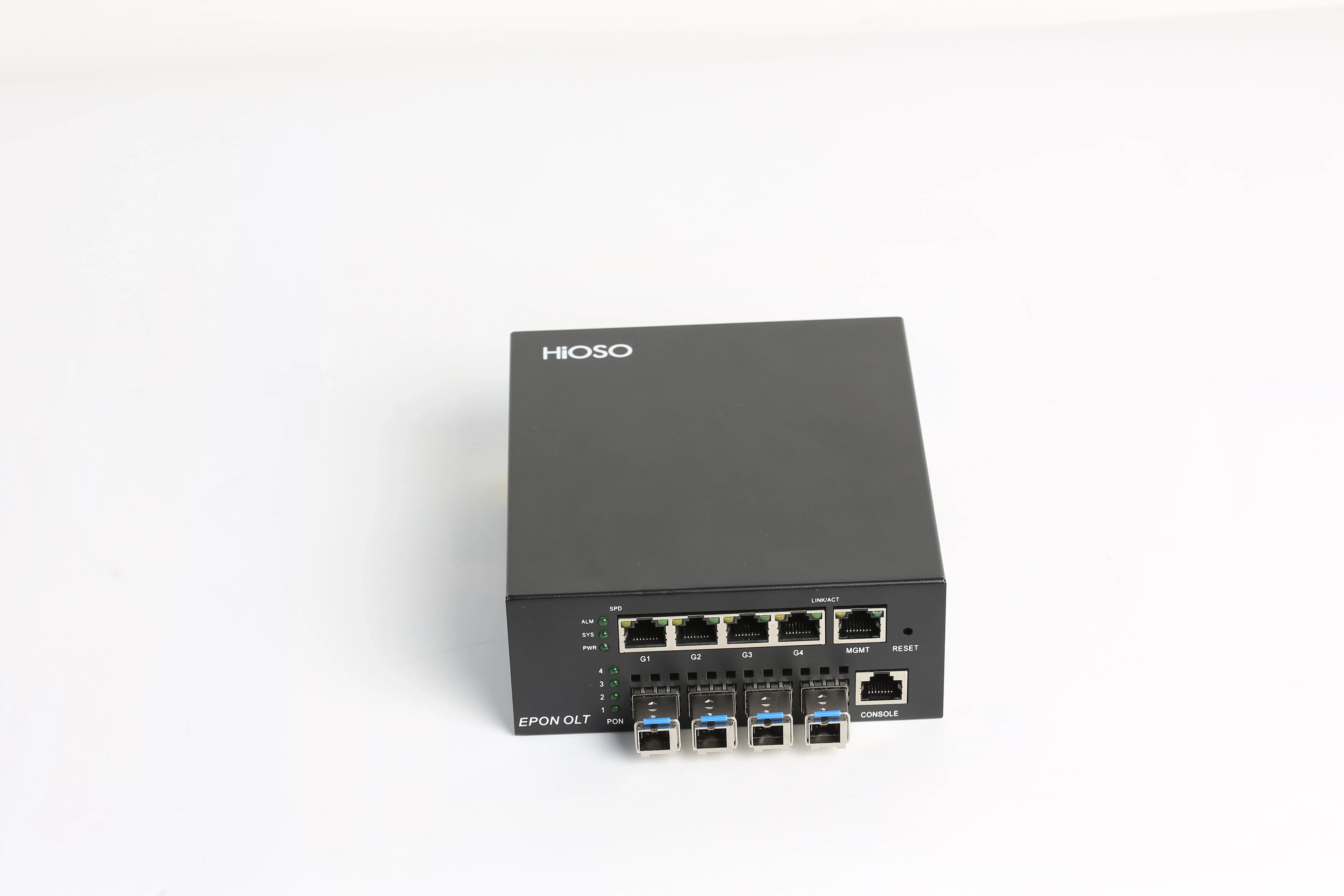 HiOSO Ftth olt 4 uplink ports epon xpon mini epon 4pon olt epon with 4 PX20+ PON SFP moules