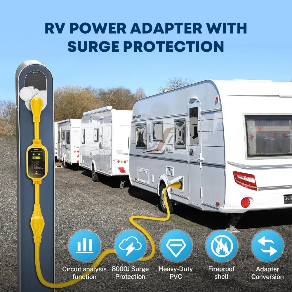 محول 50 أمبير إلى 30 أمبير RV مع حماية من زيادة التيار، 8000 جول، محلل الدائرة لمقطورة سفر التخييم #5