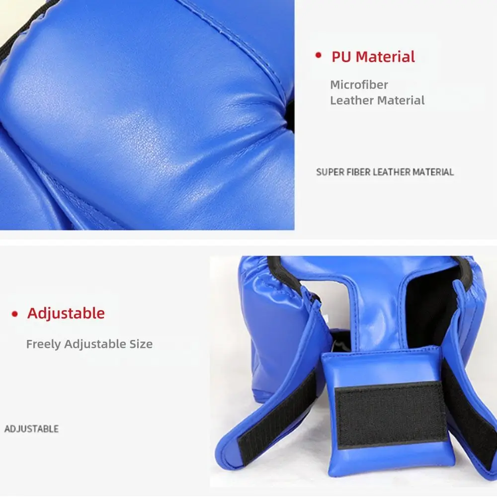 

New PU Leather Boxing Headgear Breathable Full Coverage Boxing Headguard Adjustable Thick Foam Padding Training Equipment