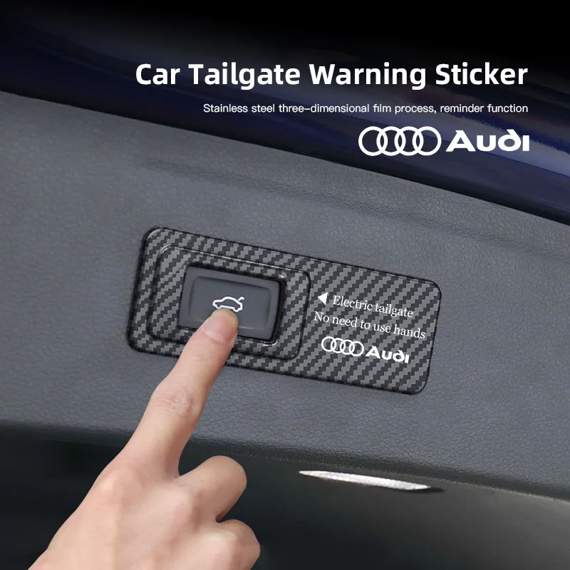 Car Trunk Warning Sticker Electric Tailgate Lifting Button Cover For Audi Q5 Q4 A4 A6 A7 A5 A3 Q3 Q2 A1 A8 TT S1 S3 Q7 S4 S5 S6