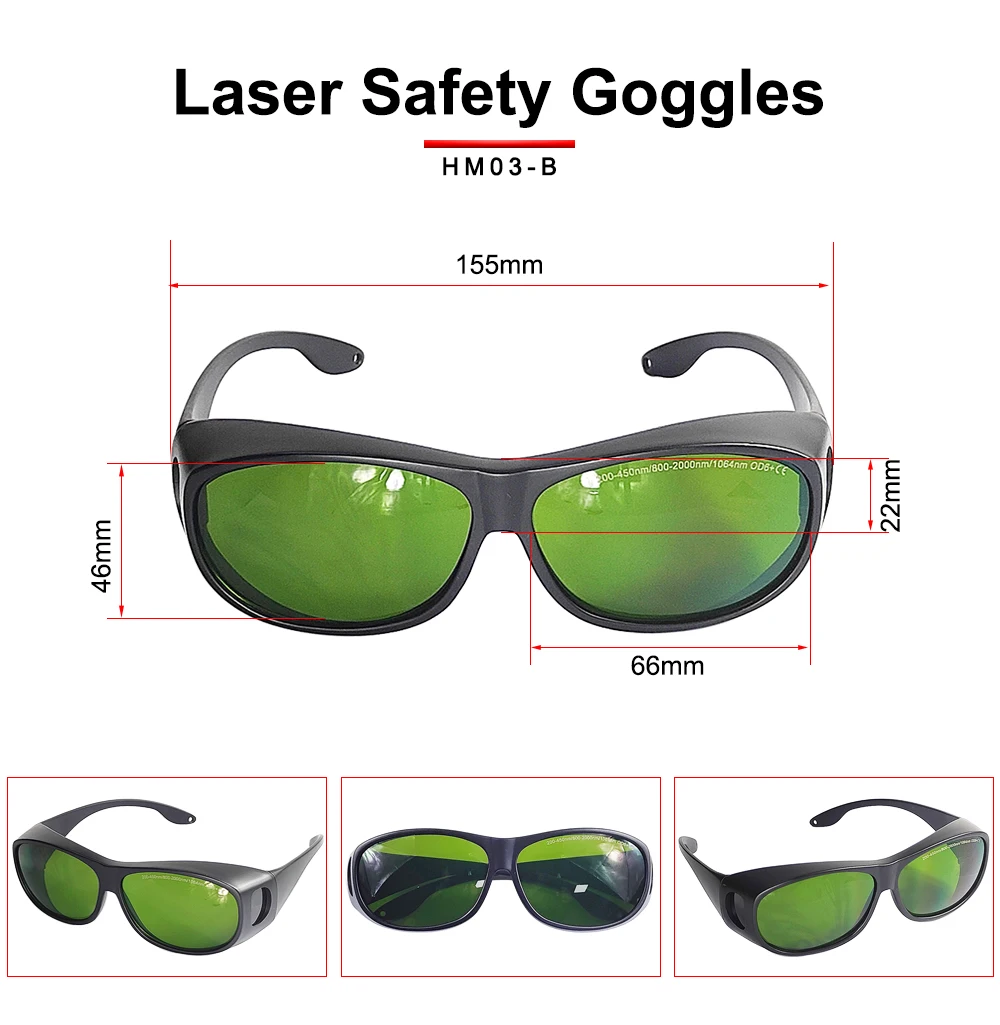 Hunst Laserschutzbrille, Schutzbrille, Schutzbrille, 200–450 nm, 800 nm–2000 nm, für YAG-Faser-UV-Laser – Detail 2