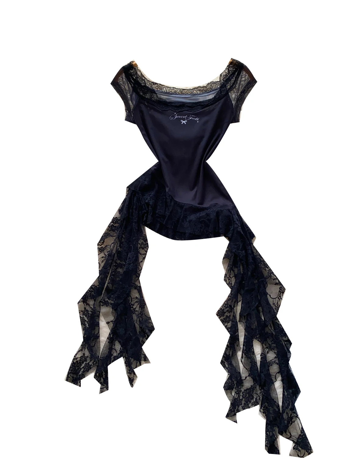 Slim Fit Lace Patchwork Irregular American Hot Girl Design Pure Desire Summer T irt Women's Commute Sle Creative Pattern