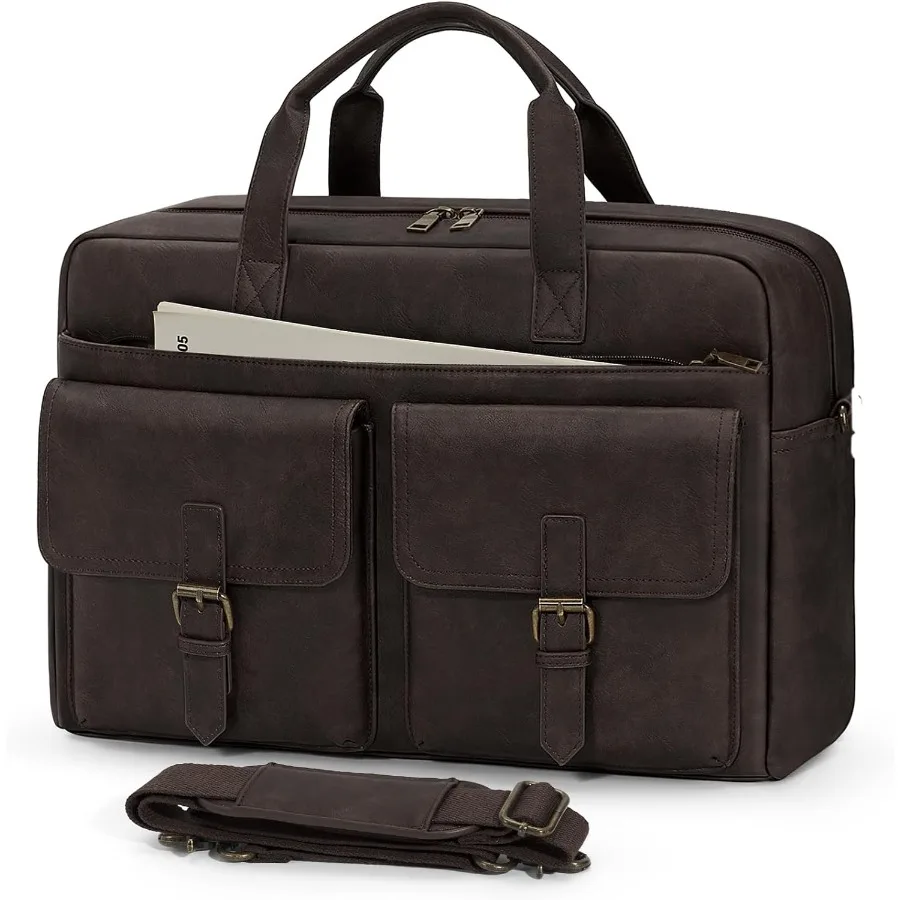 

Винтажная мужская сумка-мессенджер, 16-дюймовый кожаный рюкзак для ноутбука с удобным плечевым ремнем, стильный рабочий компьютерный портфель f