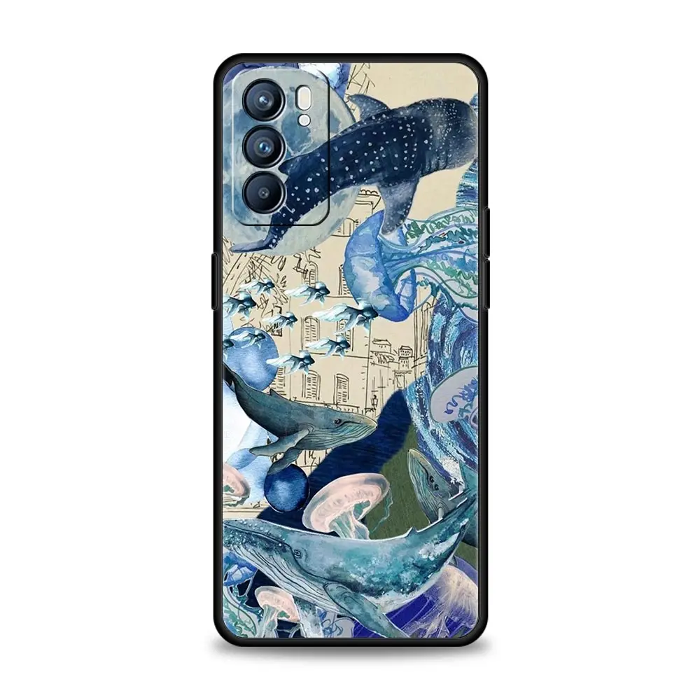 Ocean Whale Shark Swimming Phone Case For Oppo Reno13 Reno12 Reno11 F Reno10 Pro A54 5G Find X5 A9 A57 A78 4G A79 A80 A98 Cover