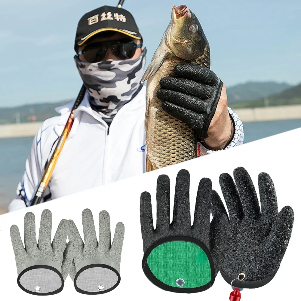 Fishing Gloves Catch Fish Anti-slip Durabl Knit Full Finger Waterproof Work Cutproof Clasp Left Right Apparel Protect Hand Glove