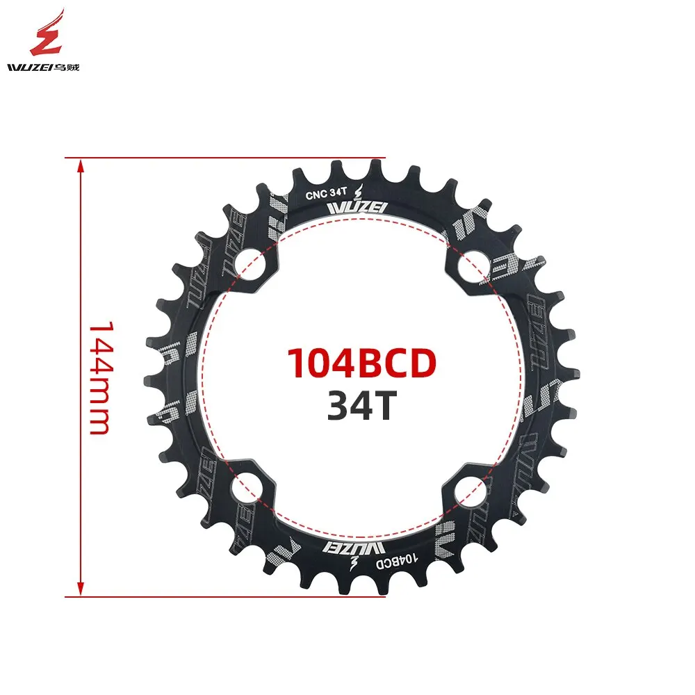 WUZEI MTB 104BCD Round Narrow Wide Chainring Mountain Bike Crown Bicycle 104BCD 34T 36T Crankset Tooth Plate Parts