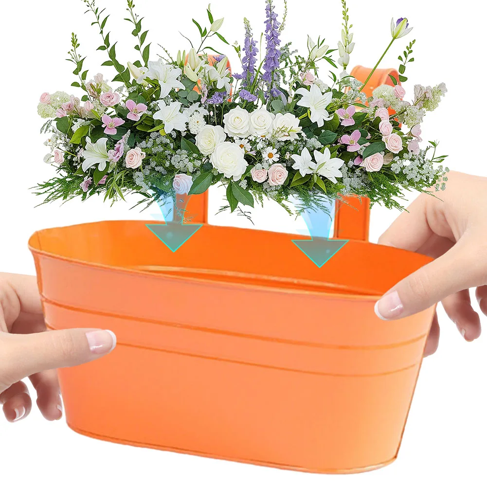

5 PCs Metal Bucket Flower Holders with Detachable Hooks Oval Iron Plant Holder Succulent Planters for Garden Yard Home Decor
