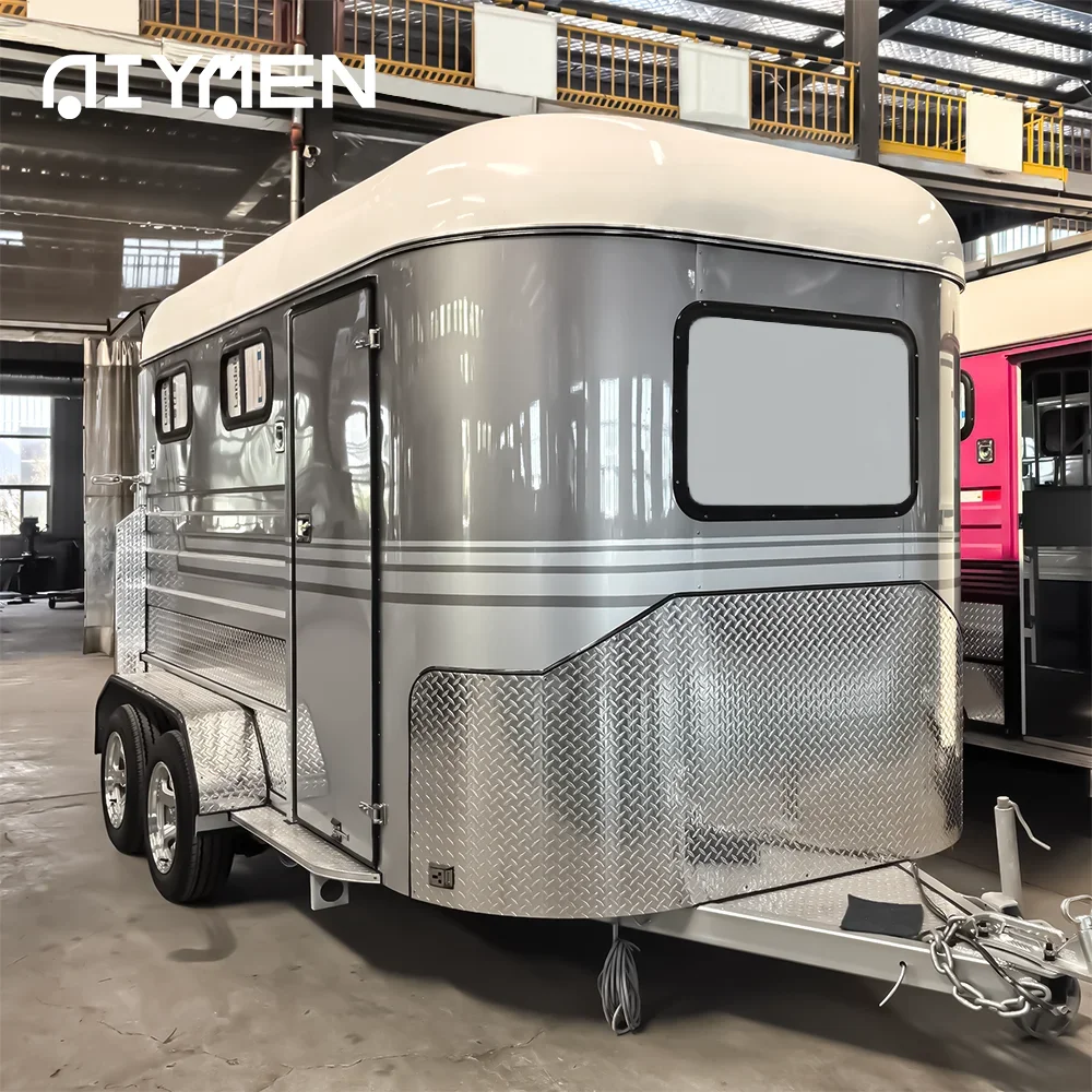 Transport Box Miniature 2 4 Float Aluminum Cover American Truck Dividers Angle Load Horse Trailer with Living Quarters for Sale