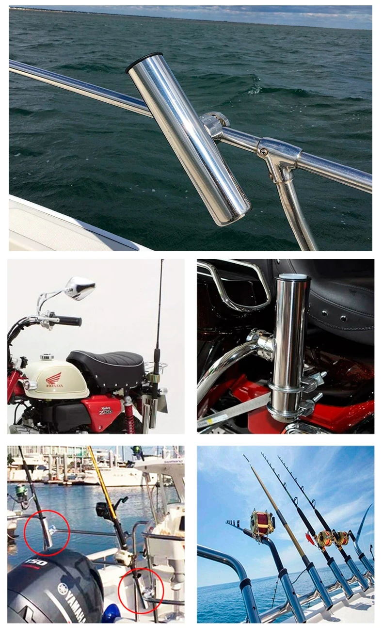 Boot Zubehör Angelrute Halter Clamp Seite Montieren 7/8 "-1" Schiene Marine Boot Edelstahl Stange Pole halterung Werkzeug – Detail 11