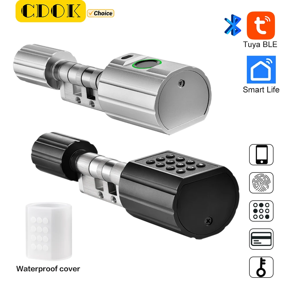 

CDOK L12 Tuya APP smart lock cylinder lock, fingerprint password two-in-one, punch-free, easy to install