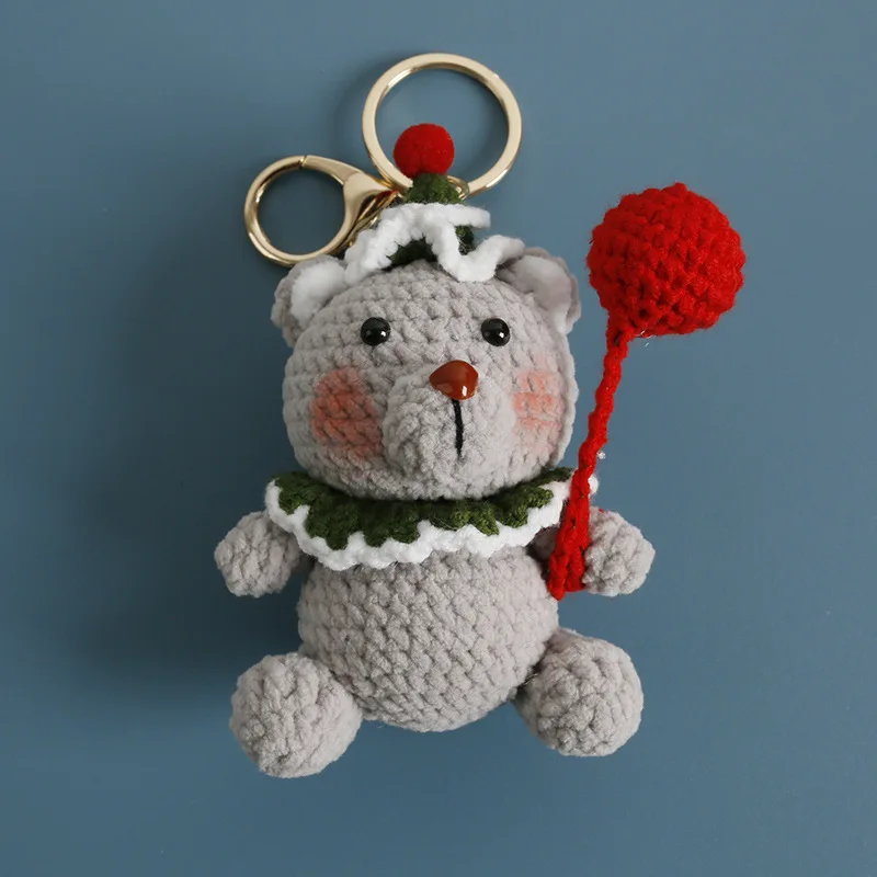 Funny Animal Doll Crochet Keychain Cartoon Animal Series Knitting Doll Keyrings For Bag Pendant Knitted Gifts Custom Accessories