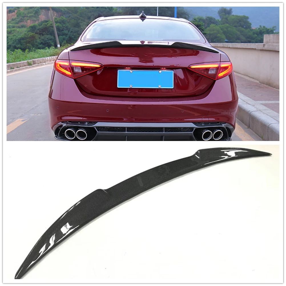 

Carbon Fiber Car Rear Spoiler Wing Trunk Flap Lip Splitter Duckbill Trim For Alfa Romeo Giulia 2015-2021