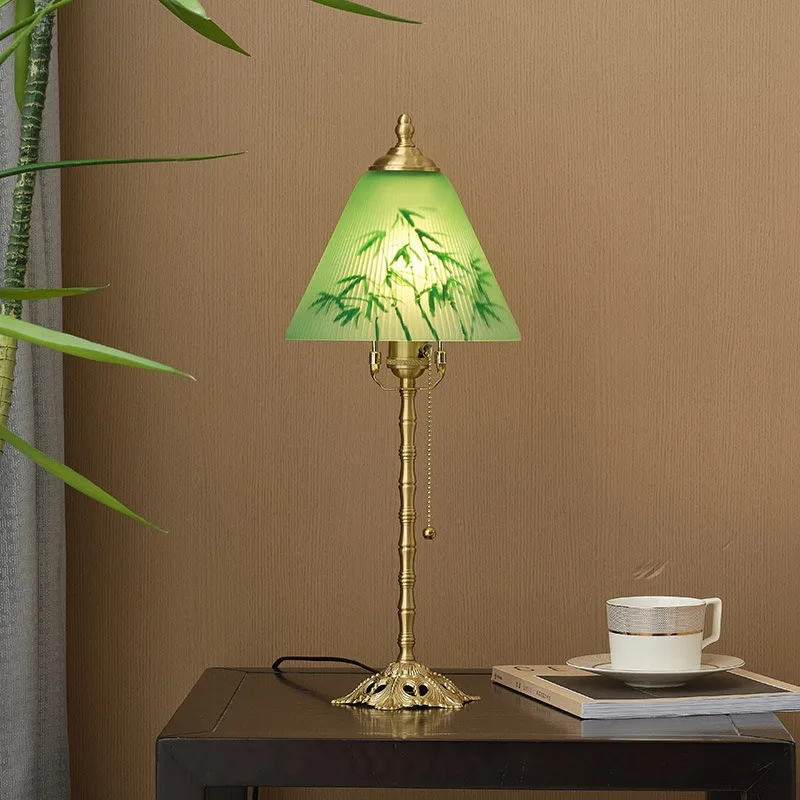 

Green bamboo hand-painted Chinese style new Chinese style bedside lamp