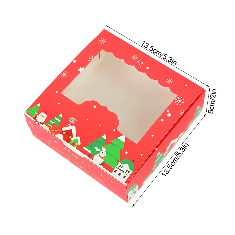 10/5Pcs Christmas Cookie Box with Window Candy Chocolate Biscuit Packaging Boxes Xmas Gift Wrapping New Year Party Treat Box images - 6