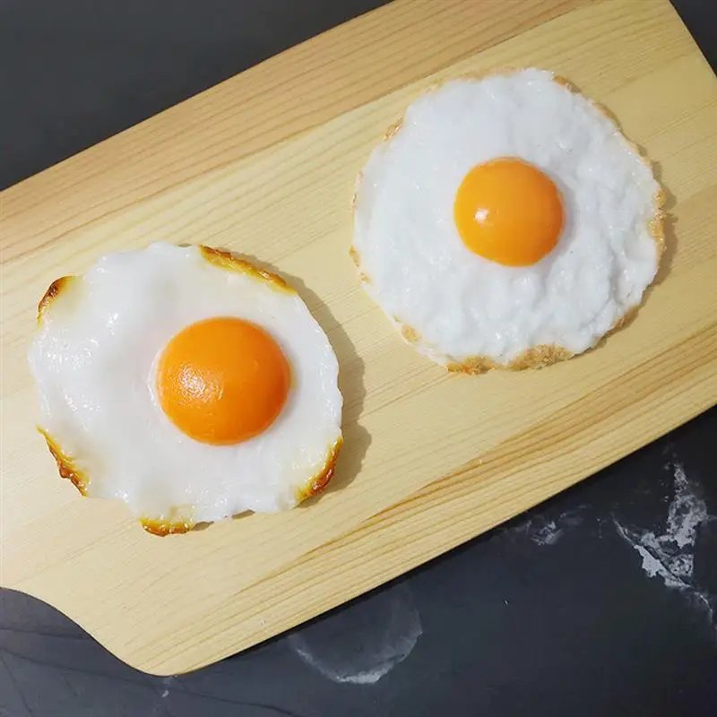 2Pcs Fried Egg Photo Prop Model Artificial Fried Egg Model Lifelike Food Model Simulation Food Fried Egg Model For Taking Photos