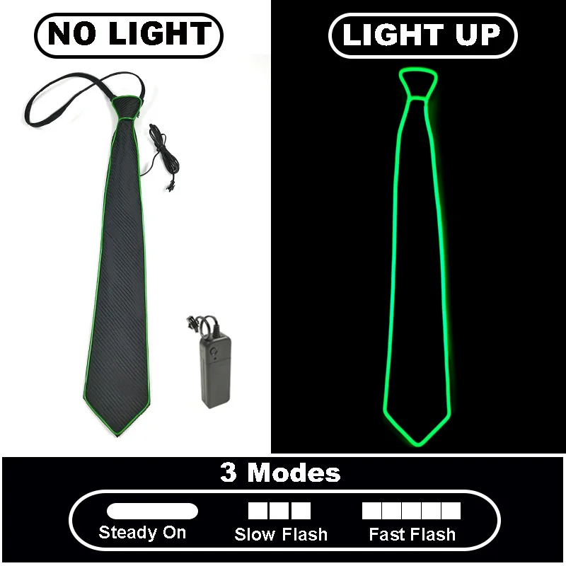 YEAHUI EL LED-Leuchten-Krawatten, leuchtende farbige Krawatten, verstellbare blinkende LED-Leuchten-Krawatte für Bar, Party, Bühnenshow, Festival, lustiges Geschenk 7