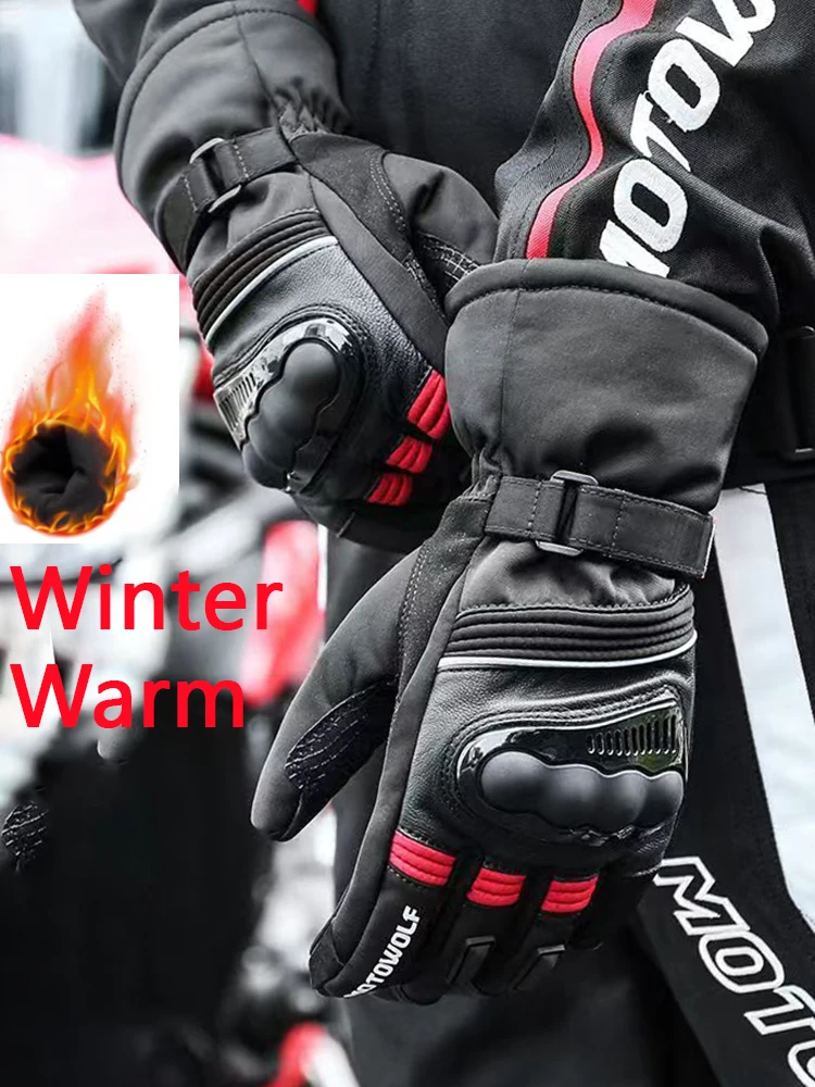 

Зимние теплые длинные перчатки для езды на мотоцикле, водонепроницаемые, ветрозащитные, светоотражающие, для мотокросса, с сенсорным управлением, велосипедные аксессуары Luvas, мото