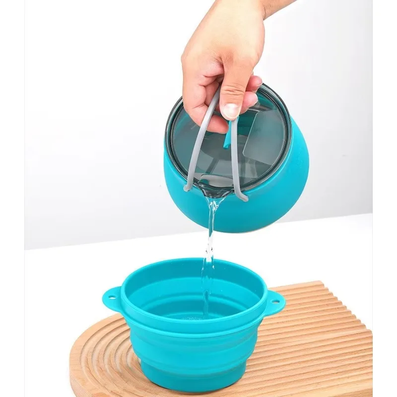New Silicone Folding Kettle Bowl Cup Dinnerware Set for Outdoor Picnic Camping Travel