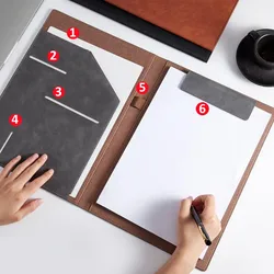 6 em 1 multifuncional a4 pasta de conferência couro do plutônio negócio padfolio organizador contrato arquivo pastas documento titular escritório