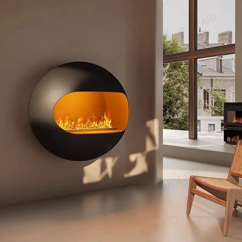 Chimenea de vapor eléctrica, chimenea de llama falsa simulada, llama colorida decorativa para sala de estar, chimenea eléctrica atomizada