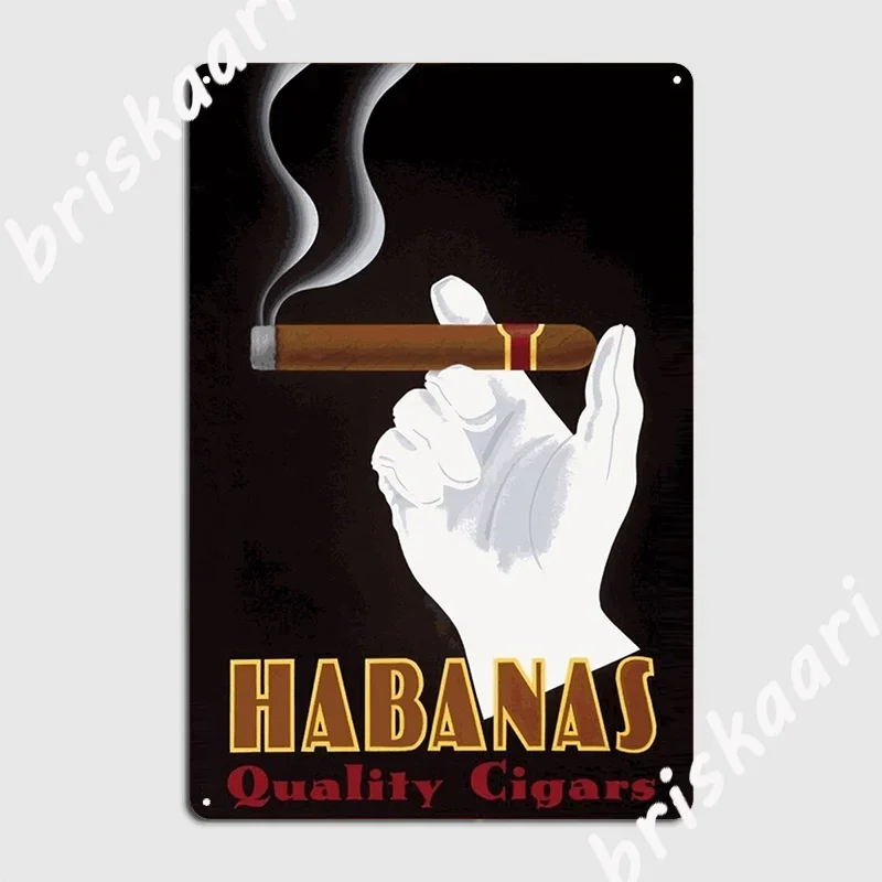 Póster publicitario Art Deco de calidad de Habanas, cartel de Metal, placa de pared para pub, carteles de estaño de diseño para el hogar