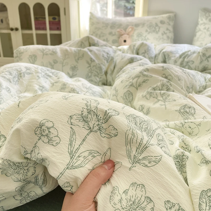 Französische Blumen-Bettwäsche-Sets für Mädchen, 2025, neue Queen-Size-Bett, pastorale Bettlaken-Sets, Bettbezug-Set mit Kissenbezug, ohne Füllung