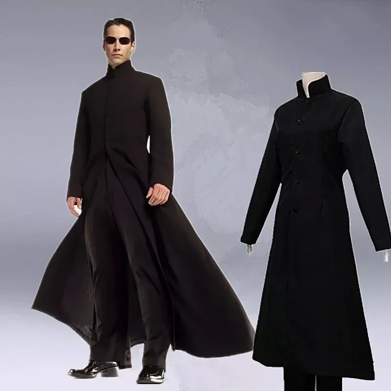 Matrix Personalizzato Nero Costume Cosplay Neo Trench e Impermeabili Costumi Del Partito di Halloween Per Le Donne Degli Uomini Cos Gioca Prop Accesso MN3
