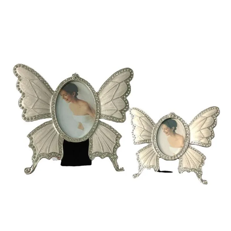 European Style White Color Metal Butterfly Shape Photo Frame Wedding Photo Display Ornaments Picture Frame Home Decor