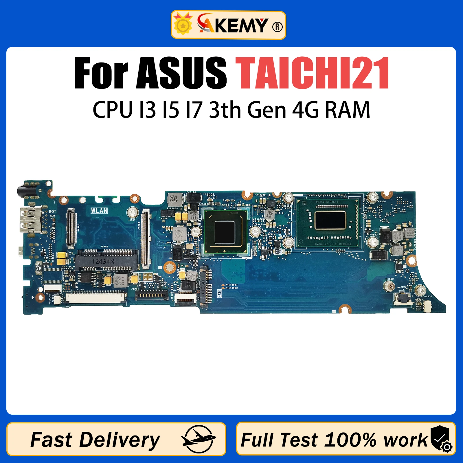 

AKEMY TAICHI21 Notebook Mainboard For ASUS TAICHI 21 Laptop Motherboard With I3-3217U I5-3317U I7-3537 CPU 4GB RAM