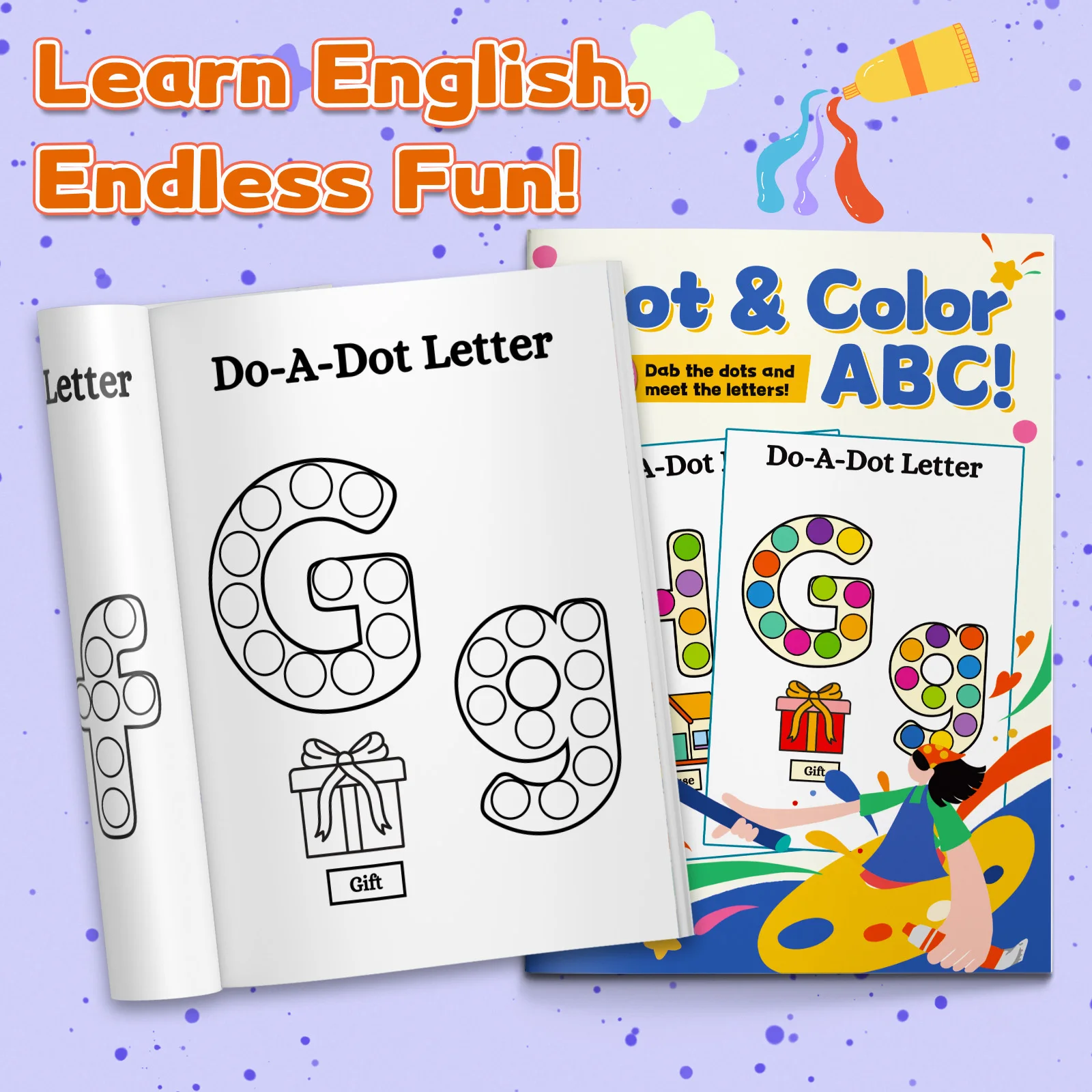 Libro de colorear con el alfabeto para niños, con diseños de dibujos animados adorables, libro de ejercicios para la educación temprana en la preescolar, que ayuda a desarrollar las habilidades manuales de tu bebé.