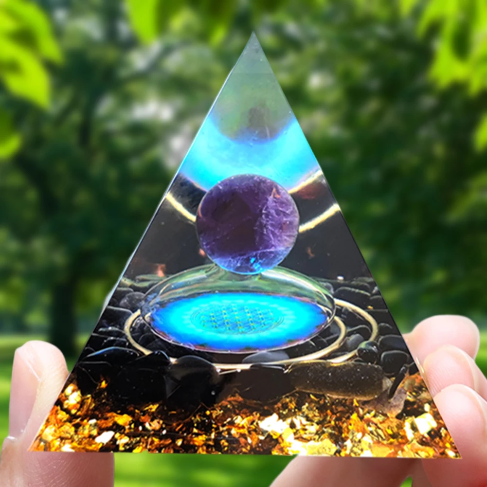 Orgonite Pyramid Crystal Orgone Energy Reiki Balancing Meditation Protection