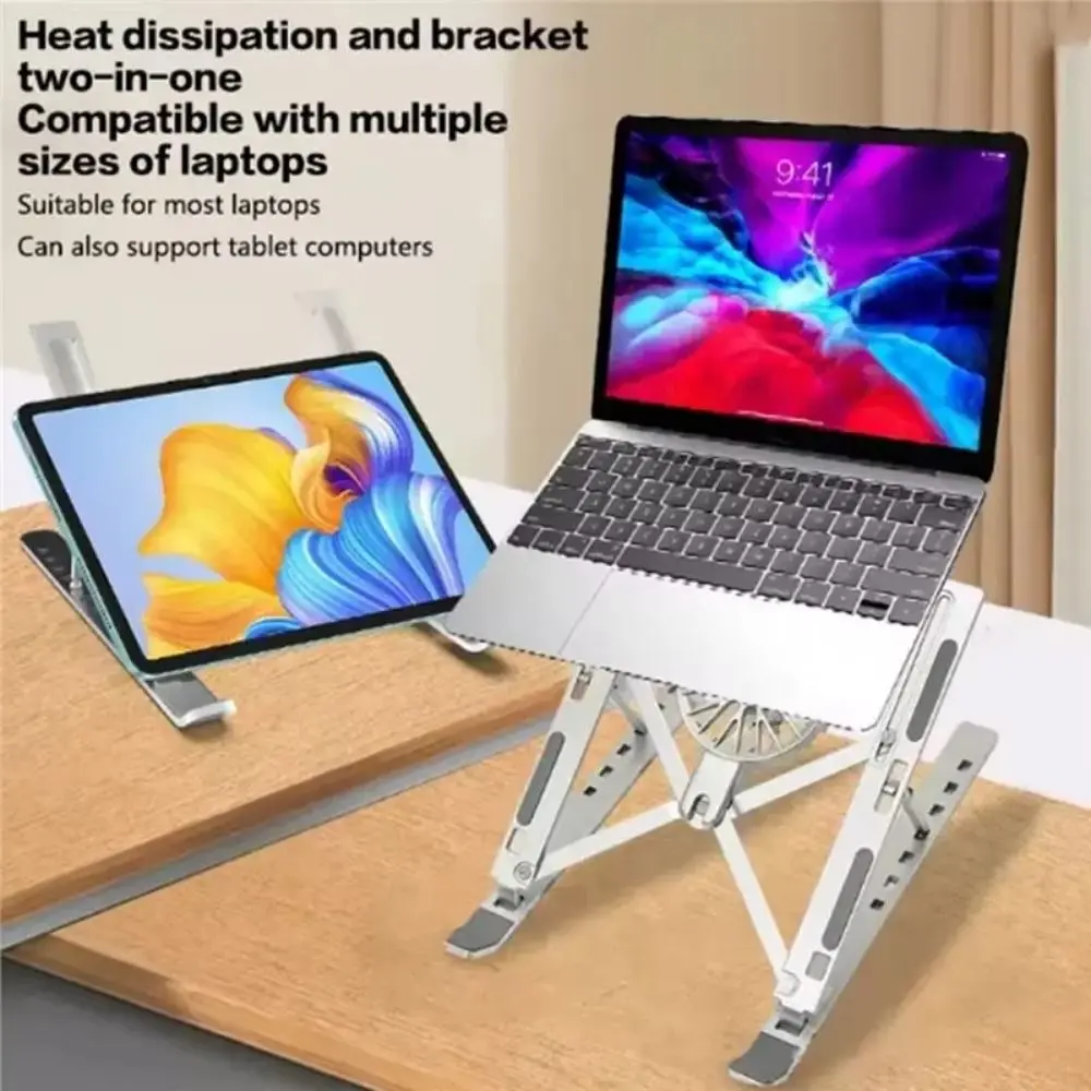 Foldable Laptop Cooler Stand With Fans Portable Stand Notebook Computer Cooling Pad Adjustable Stand Stable