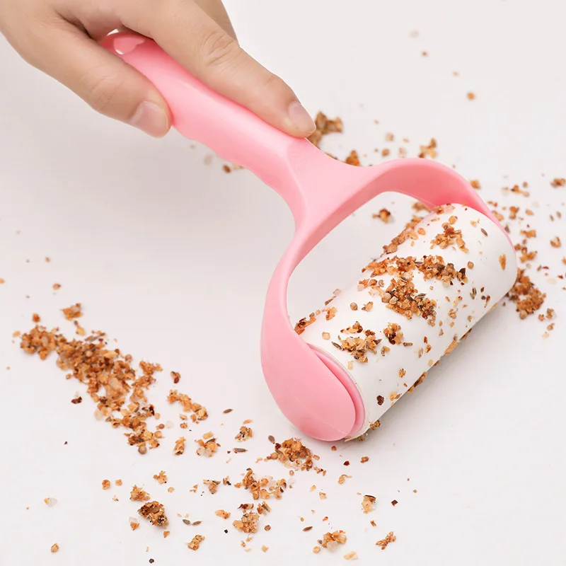 Tearable Roll Paper Sticky Roller Dust Wiper Pet Hair Clothes Carpet Tousle Remover Replaceable Cleaning Brush  Tool